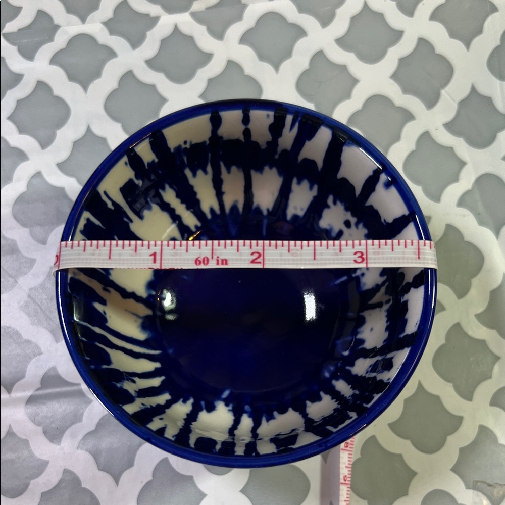West Elm Blue and White Drip Glaze Ceramic Bowls - Picture 6 of 7